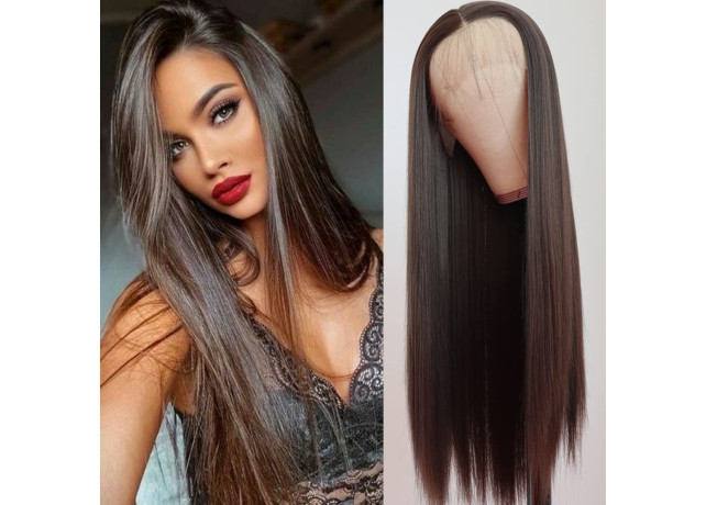 Peruca din par natural Saten Natural Inchis